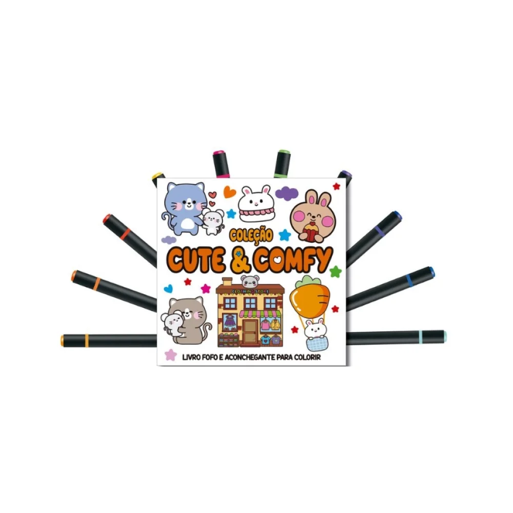 LIVRO INFANTIL PARA COLORIR CUTE E COMFY ED 5 C/ 12 CANETINHAS
