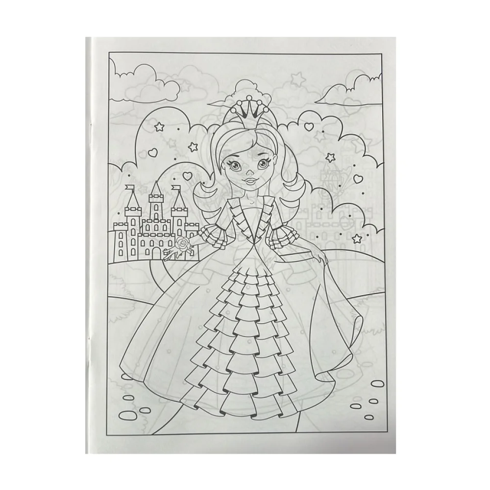 LIVRO PARA COLORIR 4 FOLHAS PRINCESAS 500044 PAUTA BRANCA