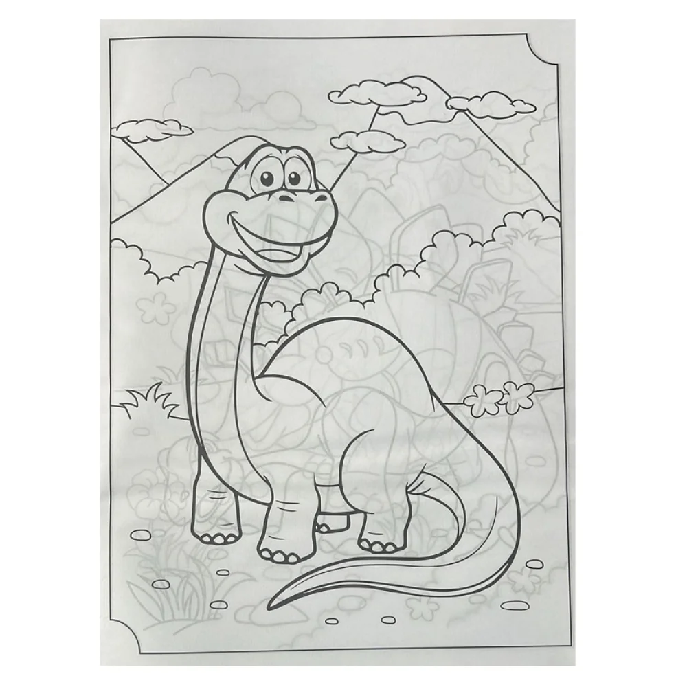 LIVRO PARA COLORIR 4 FOLHAS DINOSSAUROS 500075 PAUTA BRANCA