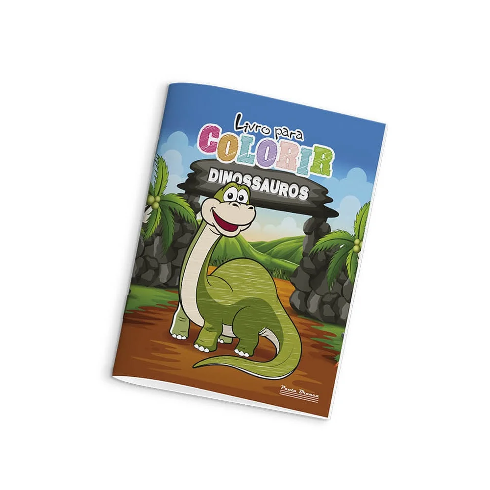 LIVRO PARA COLORIR 4 FOLHAS DINOSSAUROS 500075 PAUTA BRANCA