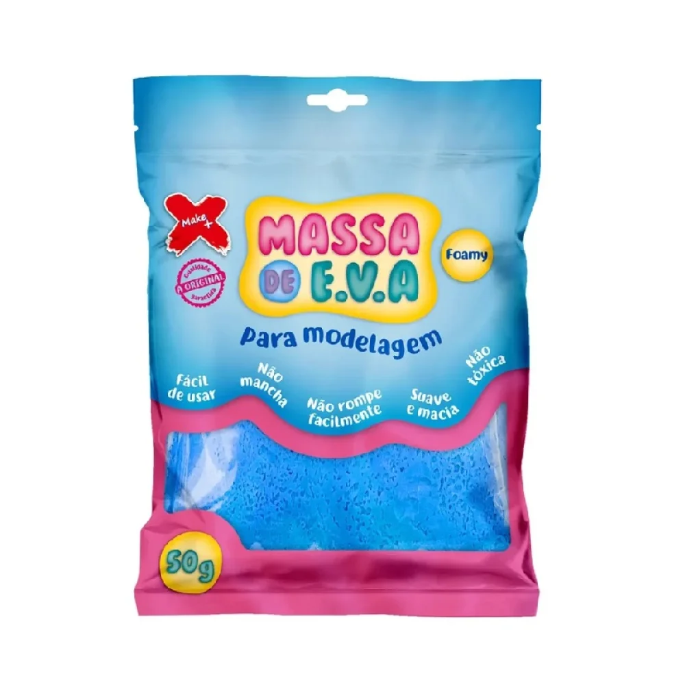 MASSA P/ MODELAR EVA 50G AZUL CLARO MAKE