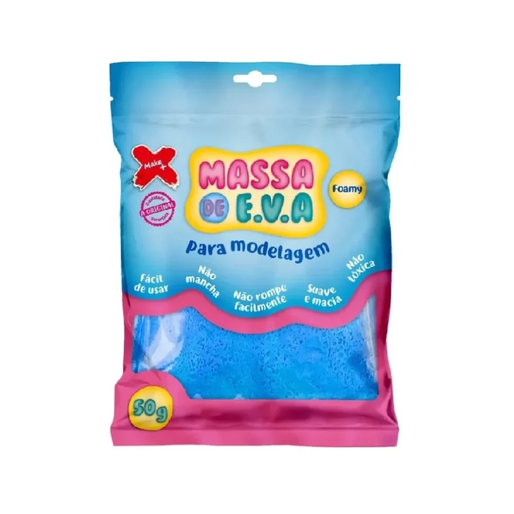 MASSA P/ MODELAR EVA 50G AZUL CLARO MAKE