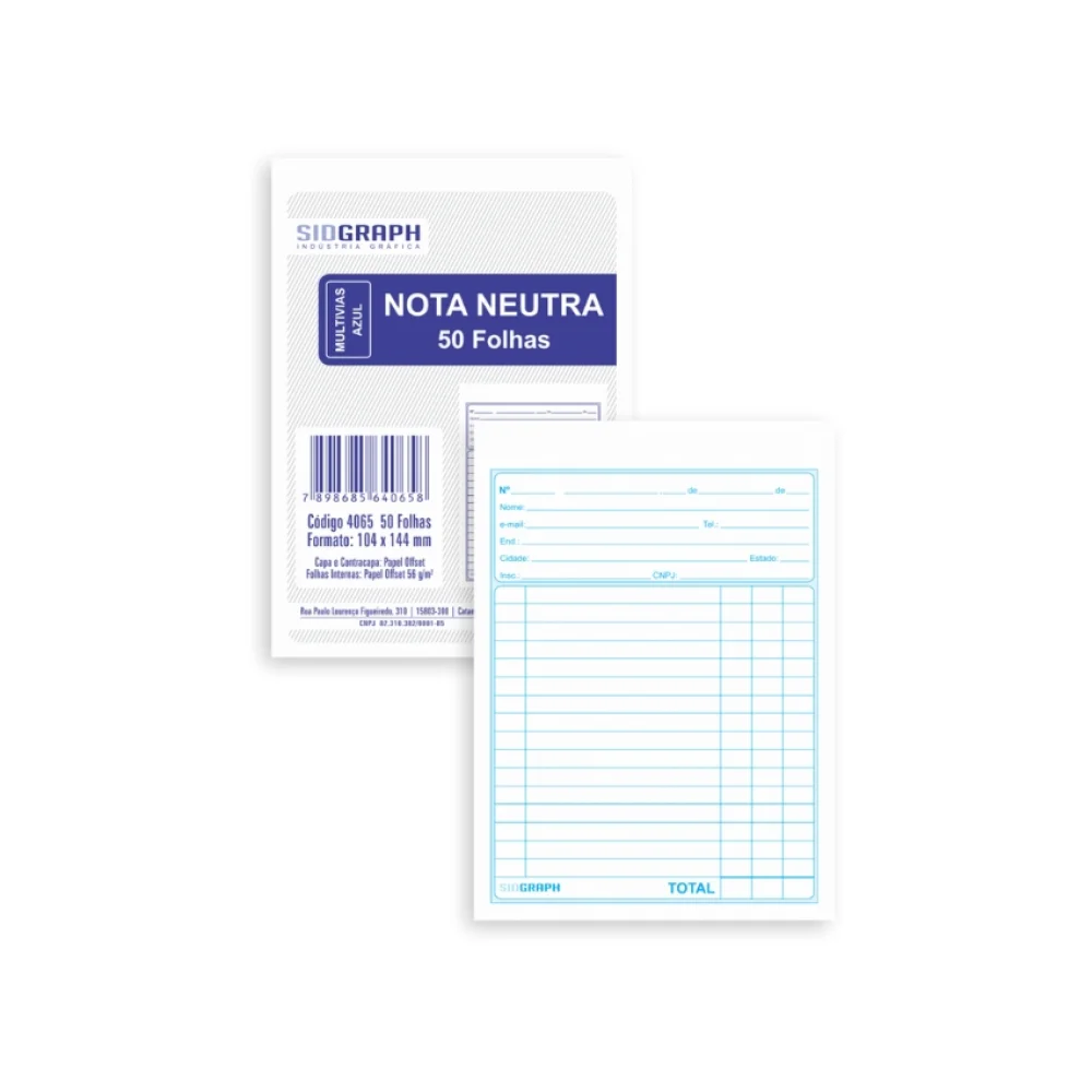 NOTA NEUTRA 1 VIA 50 FLS AZUL 4065 SIDGRAPH