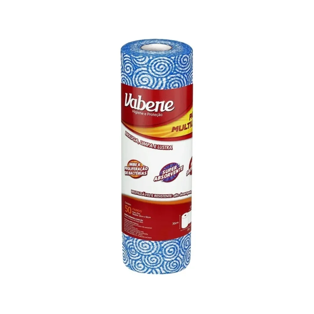 PANO MULTIUSO BOBINA 28X50 CM C/ 50 UN 25 MTS AZUL VABENE