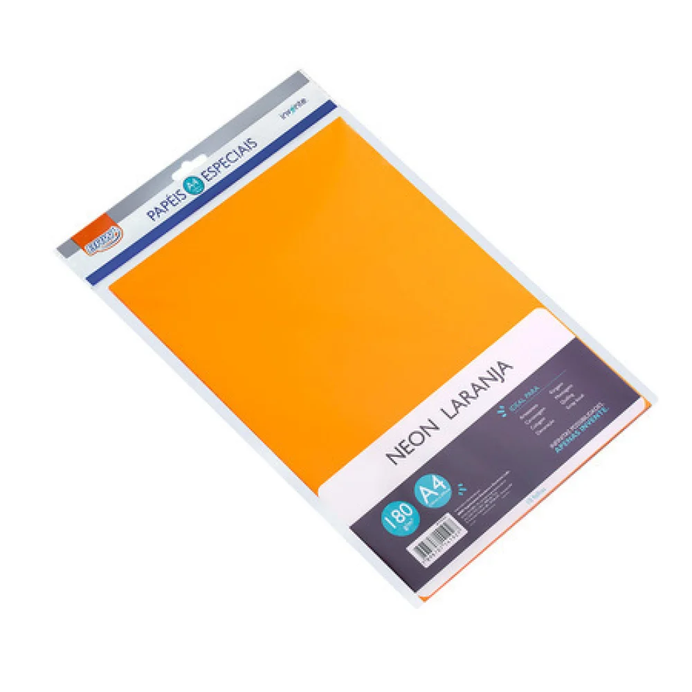 PAPEL A-4 180G NEON LARANJA C/ 10 FLS PP6204 BRW