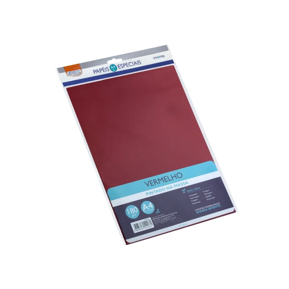 PAPEL A-4 180G VERMELHO C/ 10 FLS PP6355 BRW
