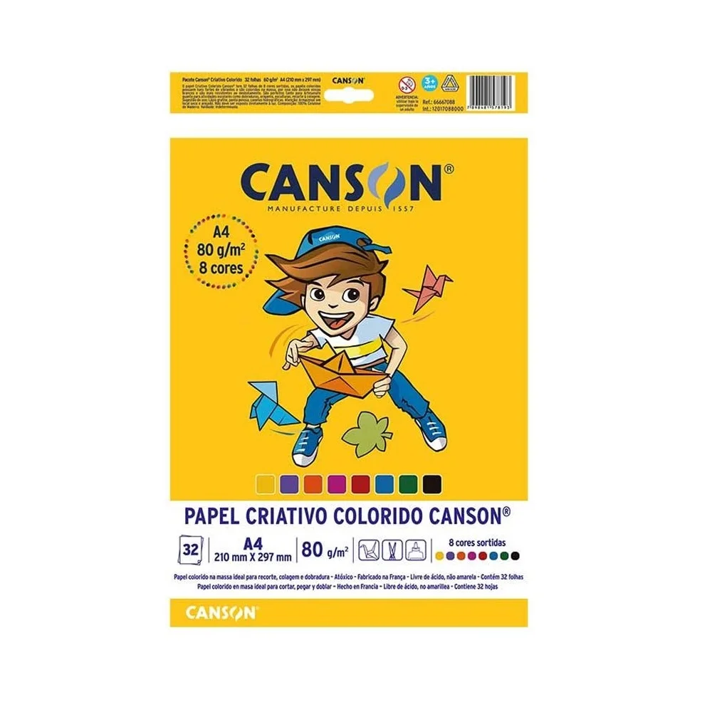PAPEL A-4 CRIATIVO COLOR 8 CORES C/ 32 FLS CANSON
