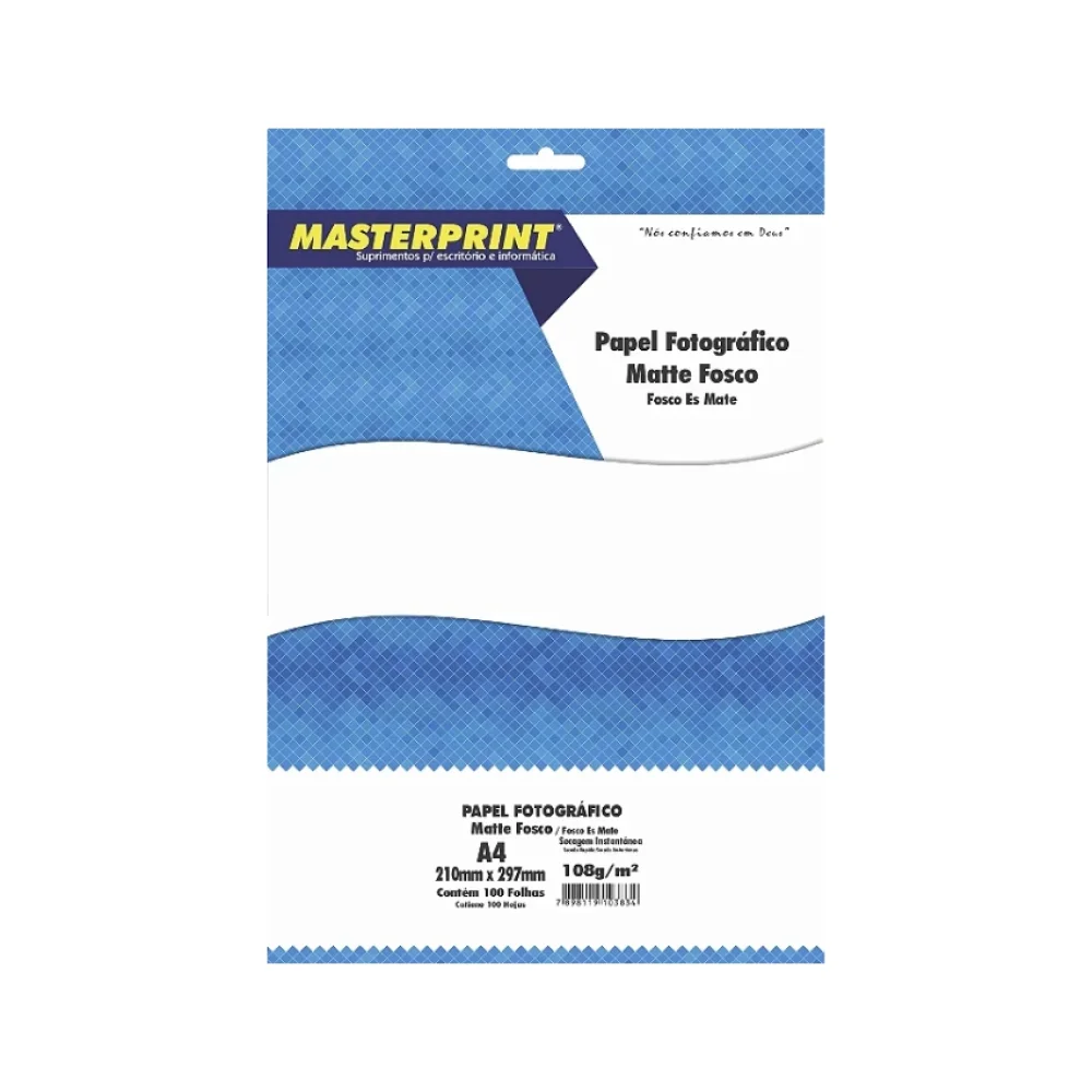 PAPEL FOTO MATTE FOSCO A-4 108G C/ 100 FLS MASTERPRINT