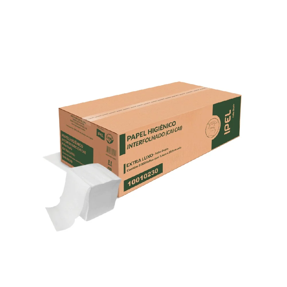PAPEL HIGIÊNICO INTERFOLHADO FOLHA DUPLA C/ 8000 FLS CAI-CAI IPEL