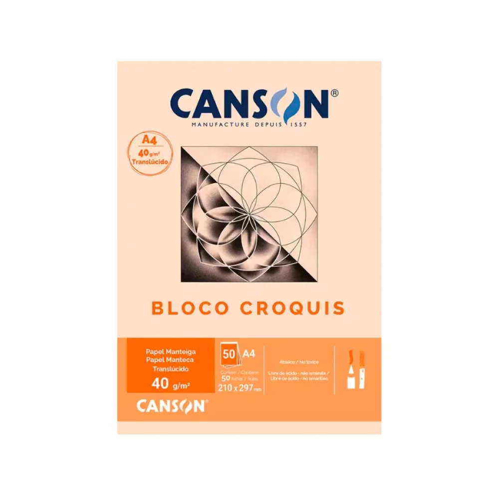 PAPEL MANTEIGA CROQUIS A-4 40G 50 FLS CANSON