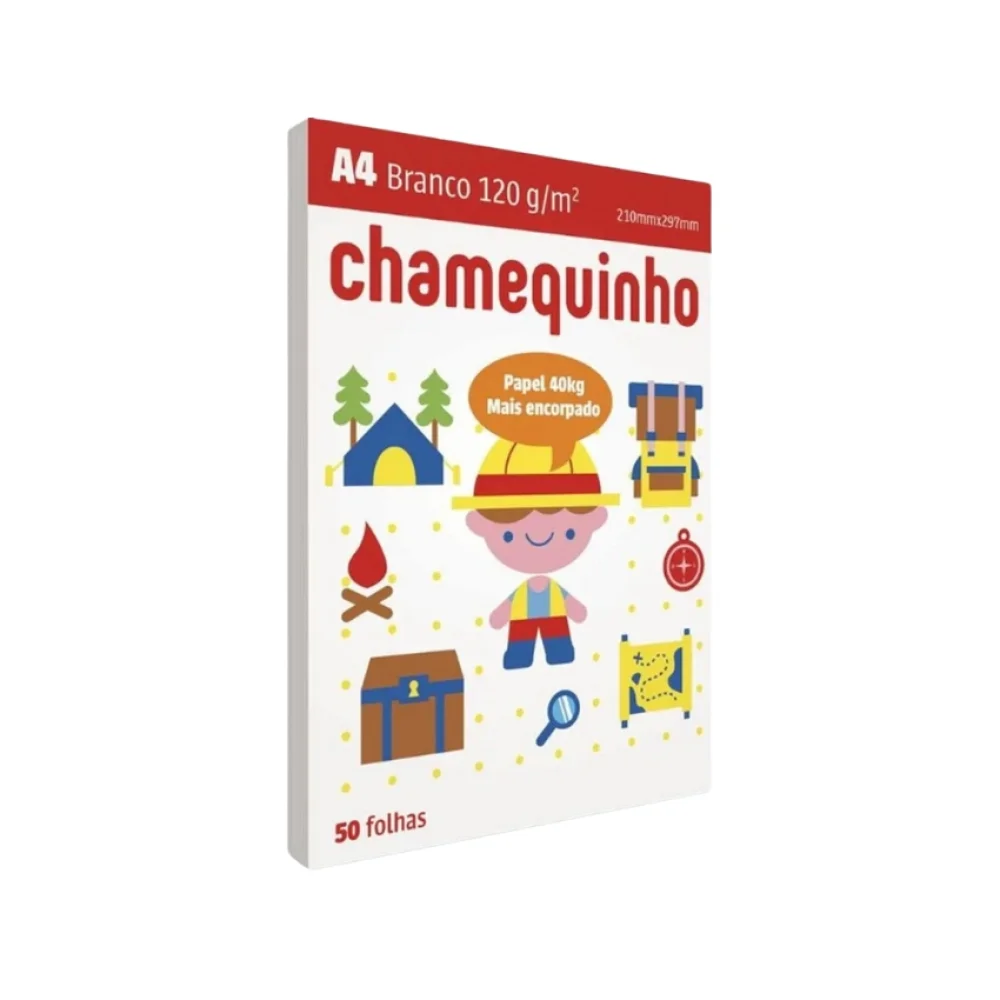 PAPEL SULFITE A-4 120G / 40KG BRANCO C/ 50 FLS CHAMEQUINHO
