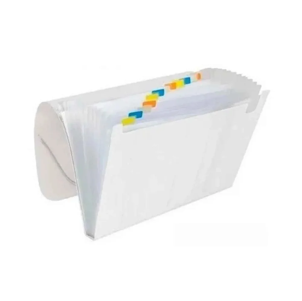 PASTA SANFONADA A-4 12 DIVISÕES CRISTAL 90717 POLIBRAS