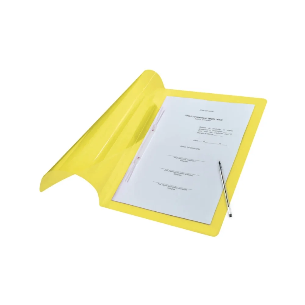 PASTA PP C/ GRAMPO TRILHO PLÁSTICO AMARELA 606PP DAC