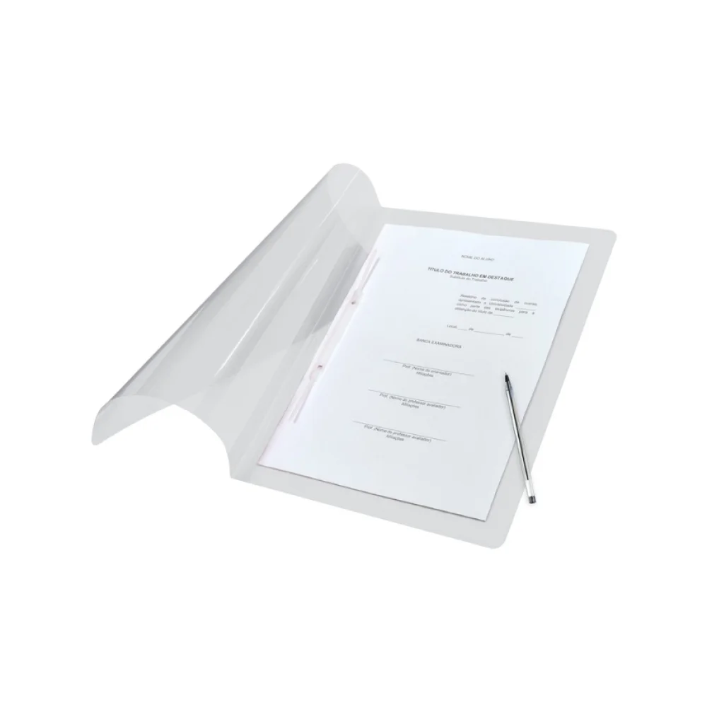 PASTA PP C/ GRAMPO TRILHO PLÁSTICO CRISTAL 606PP DAC