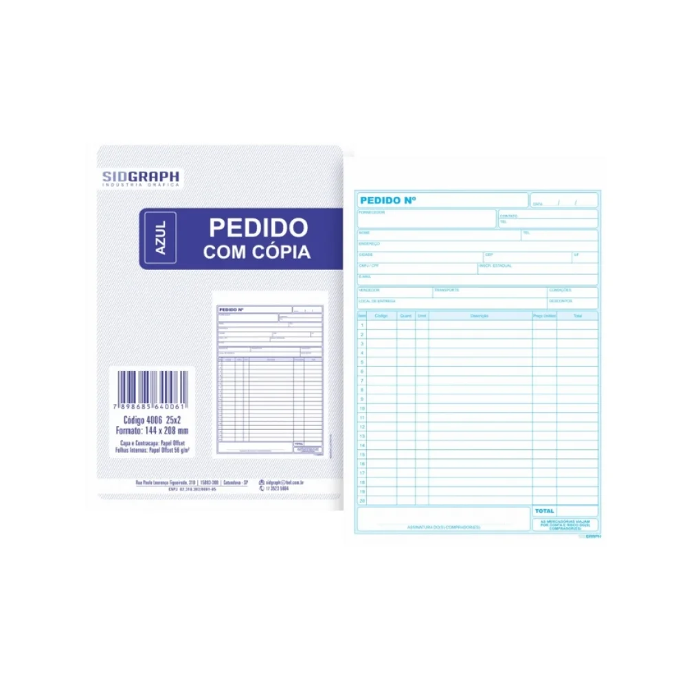PEDIDO 2 VIAS 1/18 25 X 2 FLS 144 X 208 MM 4006 SIDGRAPH