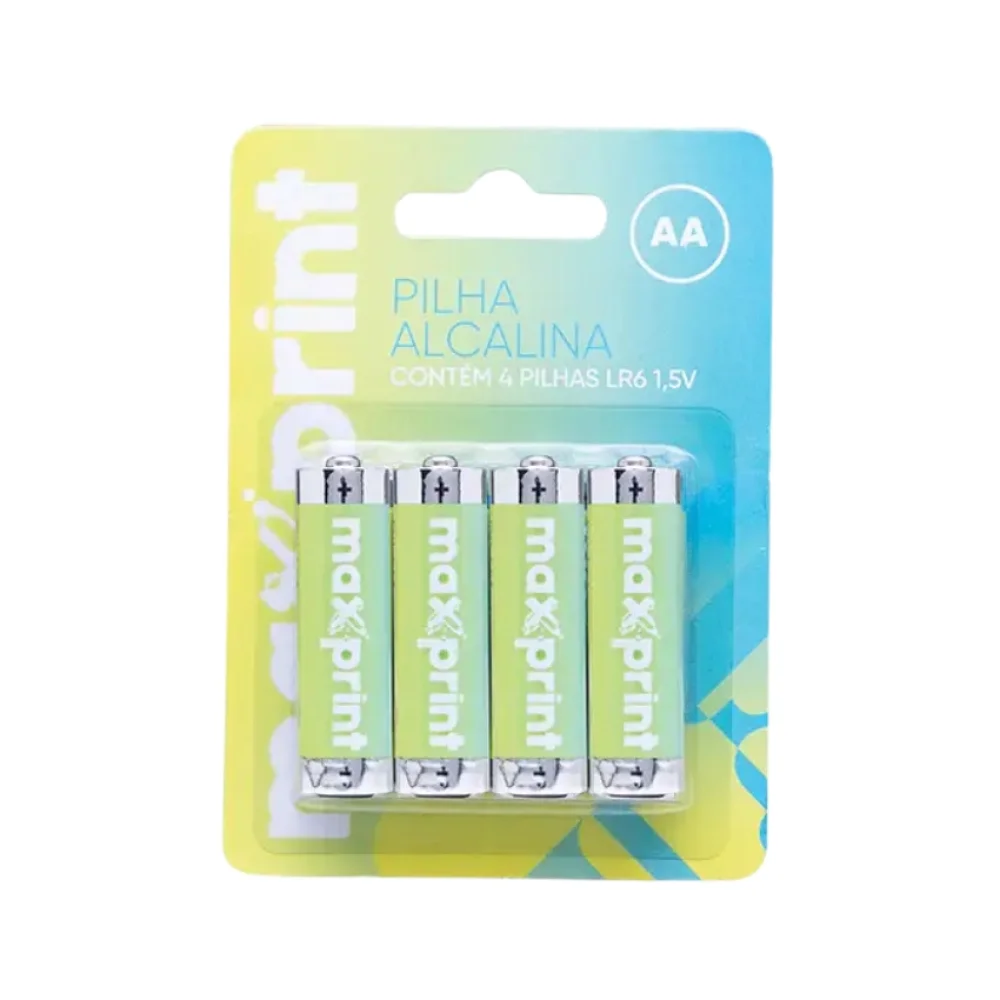 PILHA AA ALCALINA C/ 4 UN 756343 MAXPRINT