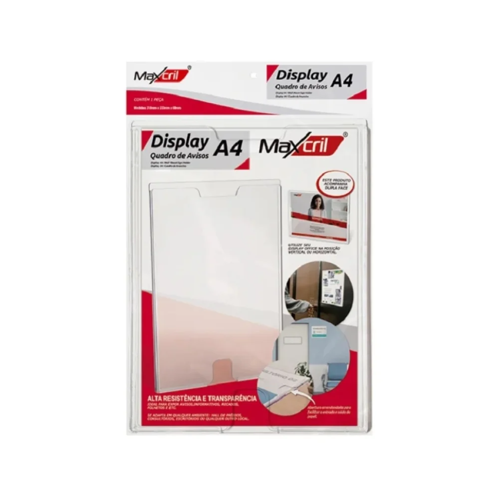 QUADRO MULTIUSO A4 PP RIGIDO CRISTAL 10090009 MAXCRIL
