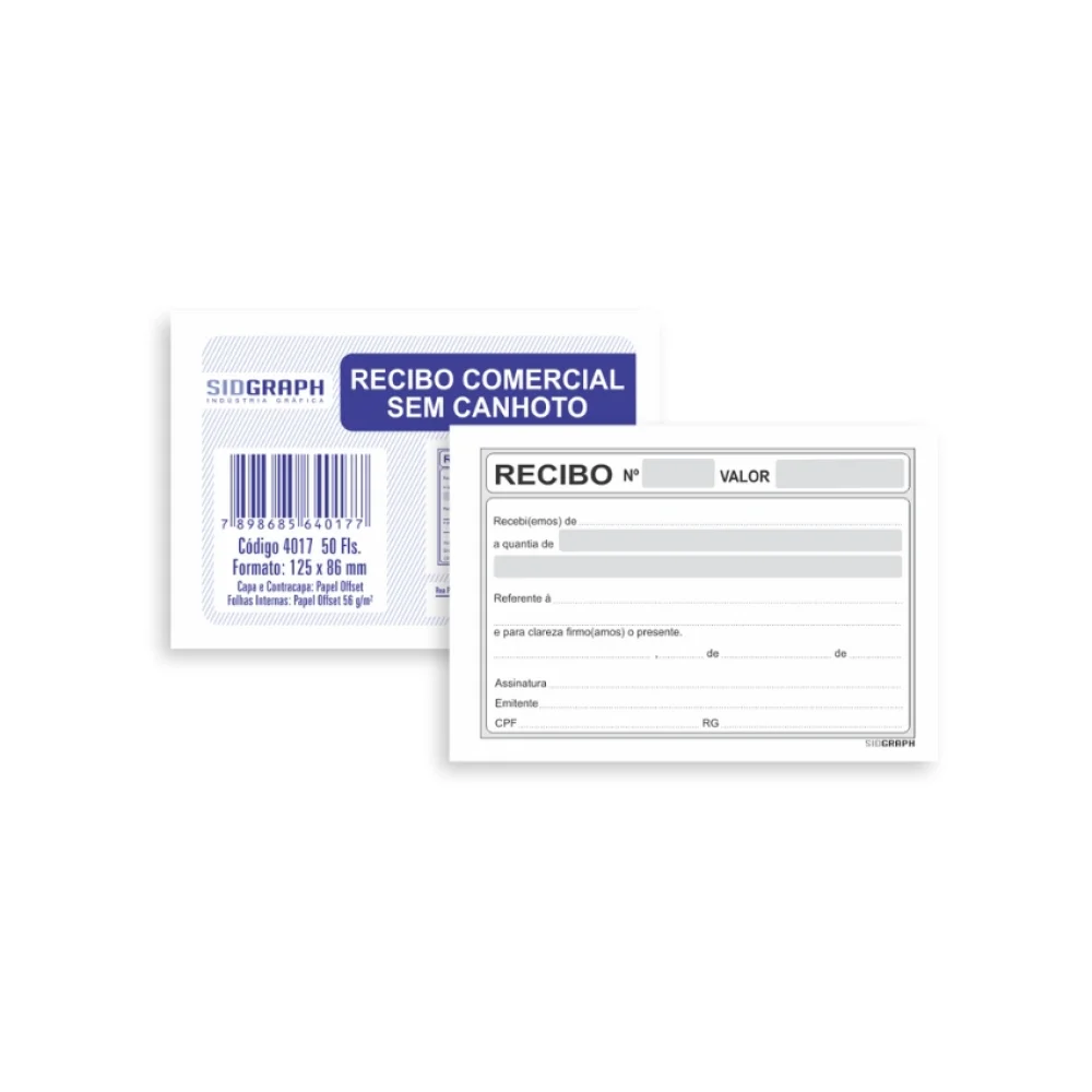 RECIBO COMERCIAL S/ CANHOTO 50 FLS 4017 SIDGRAPH