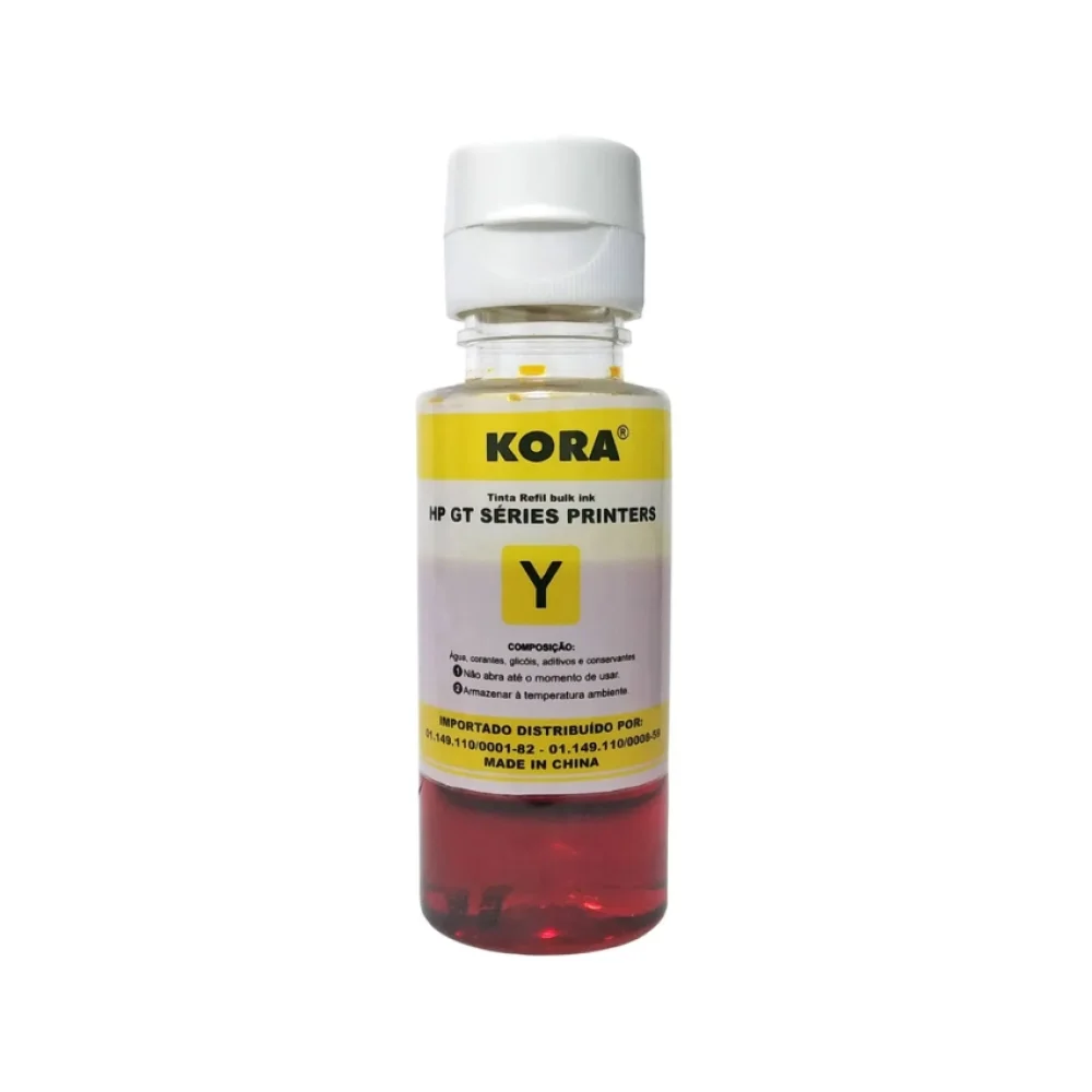REFIL DE TINTA COMPATIVEL HP GT SERIES 70 ML AMARELO KORA