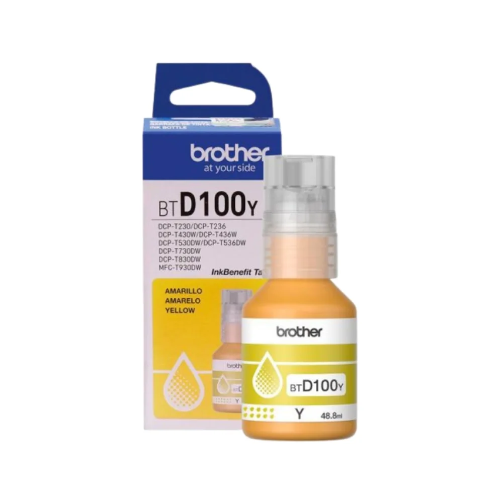 REFIL DE TINTA ORIGINAL BTD100Y BROTHER 48,8 ML AMARELO