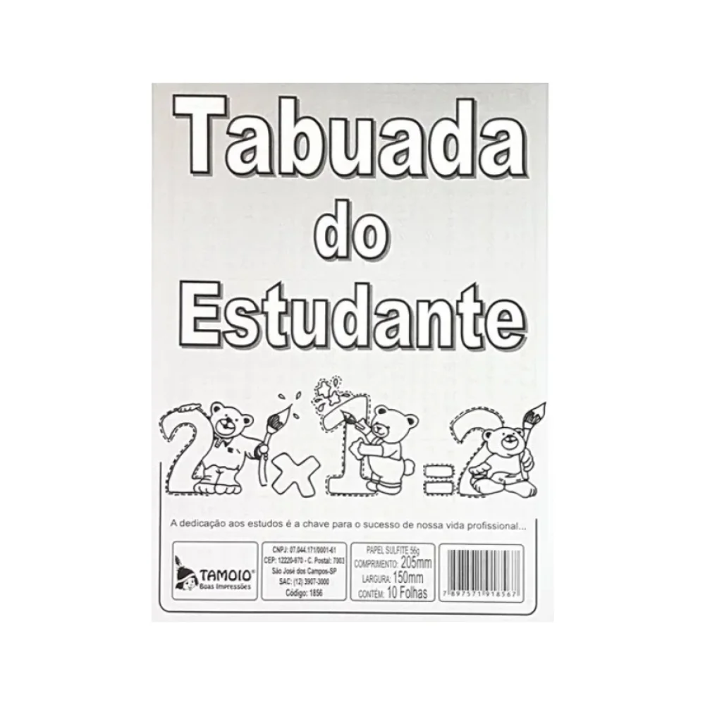 TABUADA DO ESTUDANTE C/ 10 FLS 1856 TAMOIO