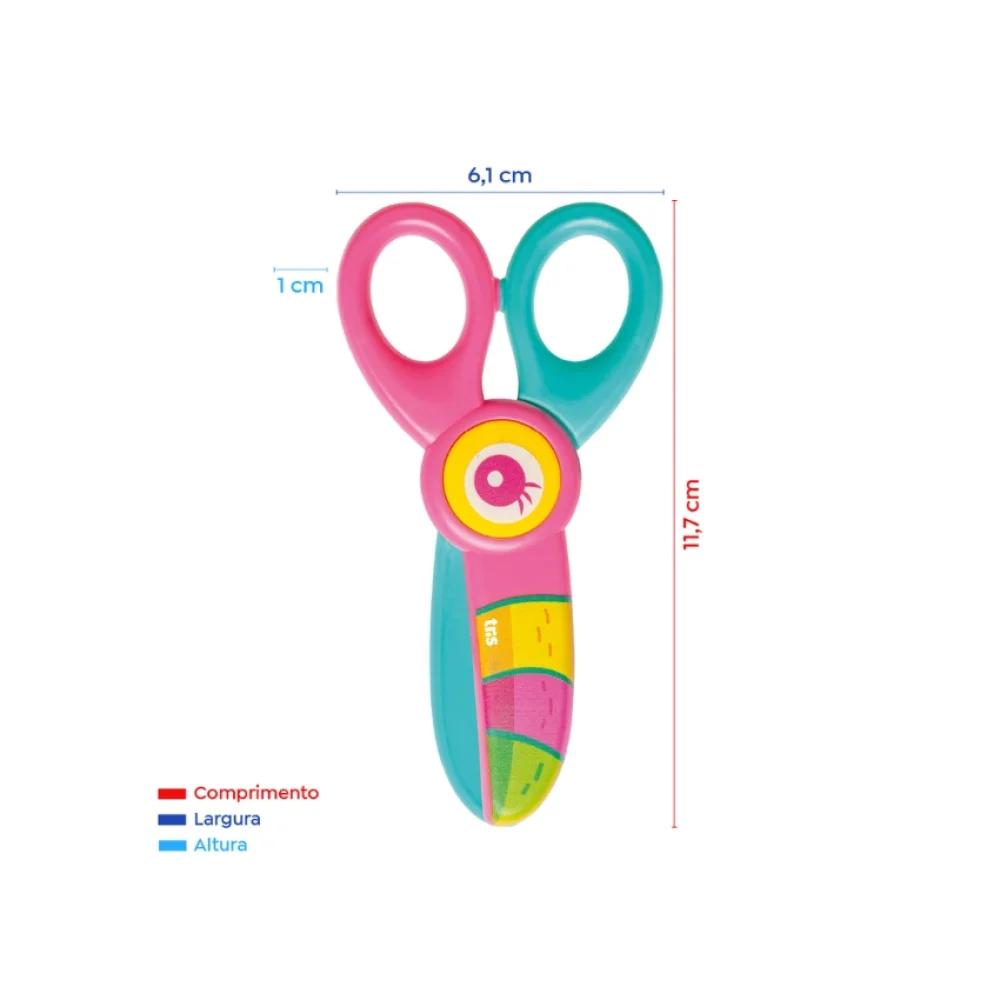 TESOURA ESCOLAR 12 CM CORES SORTIDAS NHAC 903129 TRIS