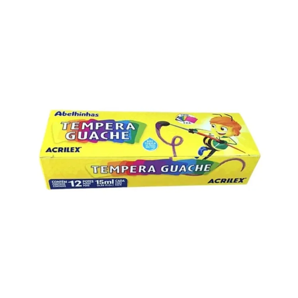 TINTA GUACHE 15 ML C/ 12 CORES 02012 ACRILEX
