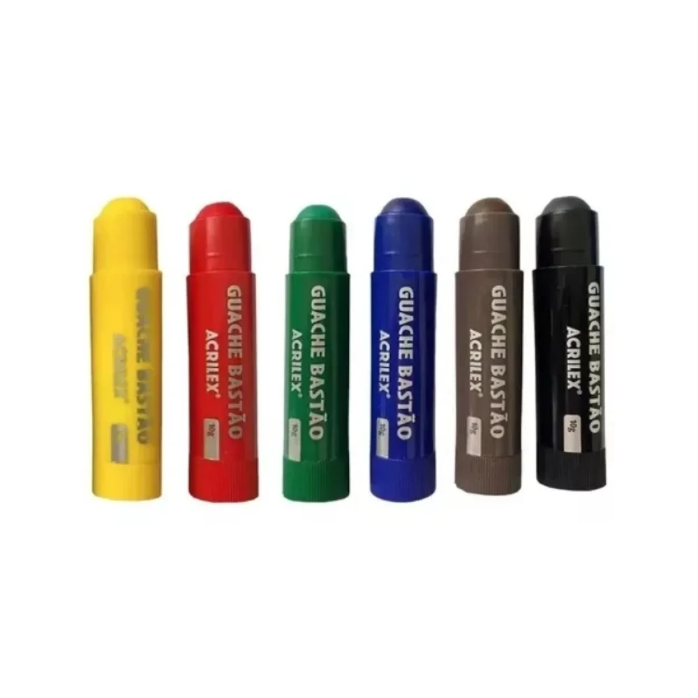TINTA GUACHE BASTÃO 6 CORES 02007 ACRILEX