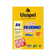 BLOCO A-4 DESENHO 140G BRANCO C/ 20 FLS 25058 USAPEL