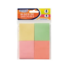 BLOCO ADESIVO 38 X 51 MM C/ 200 FLS 4 CORES PASTEL BA3850 BRW