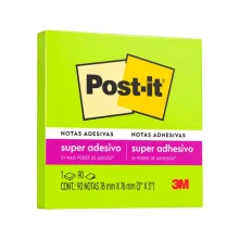 BLOCO ADESIVO 76 X 76 MM C/ 90 FLS VERDE NEON POST-IT 3M