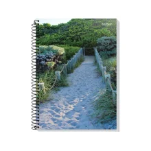 CADERNO CAPA DURA 1/4 ESPIRAL 200 FLS NEW PAISAGEM PAUTA BRANCA