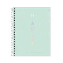 CADERNO CAPA PLASTICA COLEGIAL ESPIRAL 1X80 FLS VERDE HAPPY TILIBRA