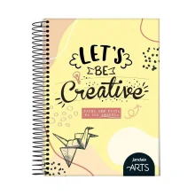 CADERNO CAPA DURA COLEGIAL ESPIRAL 1X80 FLS SEM PAUTA AMARELO ARTS JANDAIA