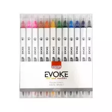 CANETA HIDROCOR C/ 12 CORES PONTA DUPLA BRUSH PEN BP1012 BRW