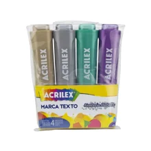 CANETA MARCA TEXTO METALLIC C/ 4 CORES 06709 ACRILEX