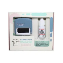 CARIMBO AUTOMATICO 38 X 14 MM + TINTA P/ TECIDO PRETA 10 ML 302 NYKON