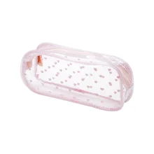 ESTOJO ESCOLAR 1 ZIPER TRANSPARENTE CORAÇÃO ROSA ET0251 BRW