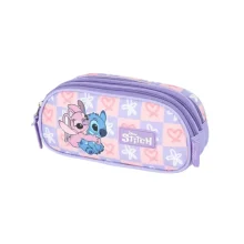 ESTOJO ESCOLAR 3 ZIPER ET47744SC STITCH E ANGEL LILAS LUXCEL