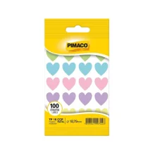 ETIQUETA CORAÇÃO 18 MM C/ 100 ETQ COLORIDO PASTEL PIMACO