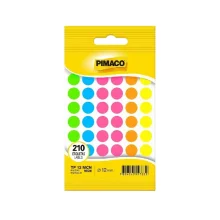 ETIQUETA REDONDA TP 12 C/ 210 ETQ CORES NEON PIMACO