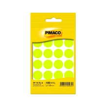 ETIQUETA REDONDA TP 19 C/ 100 ETQ AMARELO FLUOR PIMACO