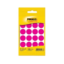 ETIQUETA REDONDA TP 19 C/ 100 ETQ MAGENTA FLUOR PIMACO