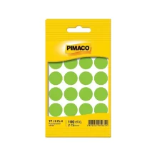 ETIQUETA REDONDA TP 19 C/ 100 ETQ VERDE FLUOR PIMACO