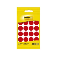 ETIQUETA REDONDA TP 19 C/ 200 ETQ VERMELHA PIMACO
