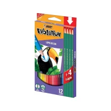 LÁPIS DE COR 12 CORES SEXTAVADO + 4 LÁPIS GRAFITE EVOLUTION BIC