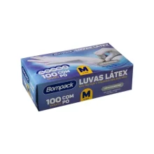 LUVA LATEX ( M ) COM PÓ C/ 100 UN BOMPACK