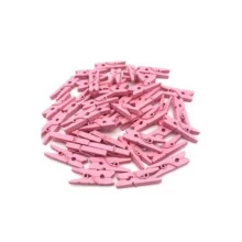 MINI PRENDEDOR DE ROUPA MADEIRA ROSA C/ 24 UN