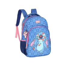 MOCHILA ESCOLAR STITCH BEIJOS AZUL MS47740SC-AZ LUXCEL