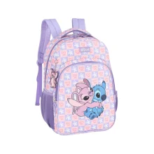 MOCHILA ESCOLAR STITCH E ANGEL LILAS MS47740SC-LI LUXCEL